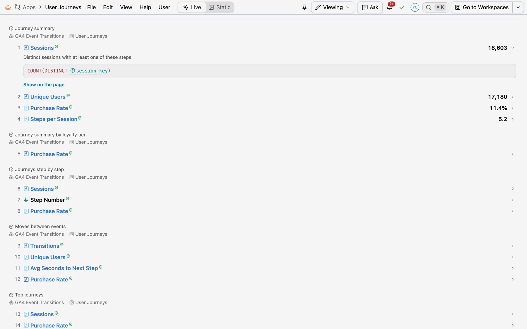 A line of the sources list opened under it, with the figure's description, its formula in a bordered box and Show on the page
